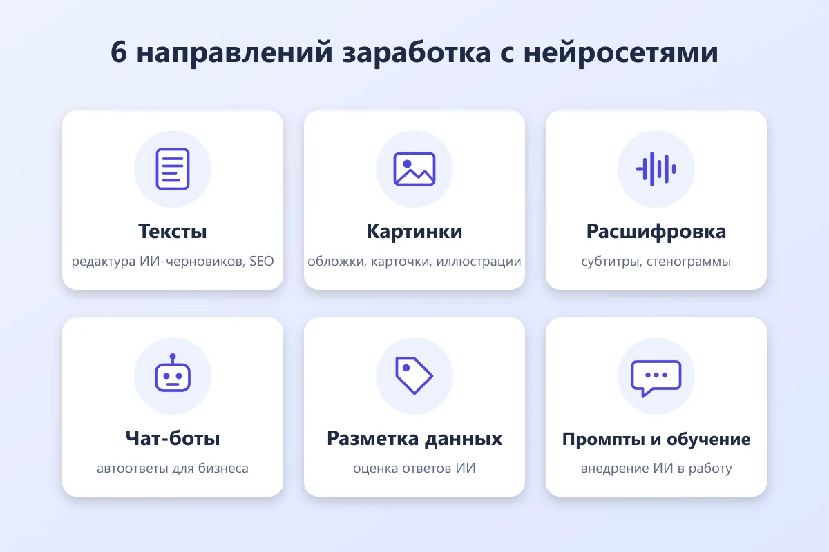 6 направлений заработка с нейросетями